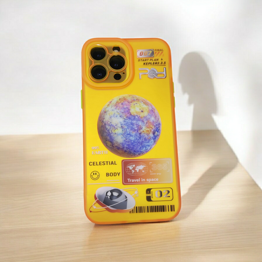 iPhone Yellow Space Theme Back Cover - Fun & Protective (DS-MT)