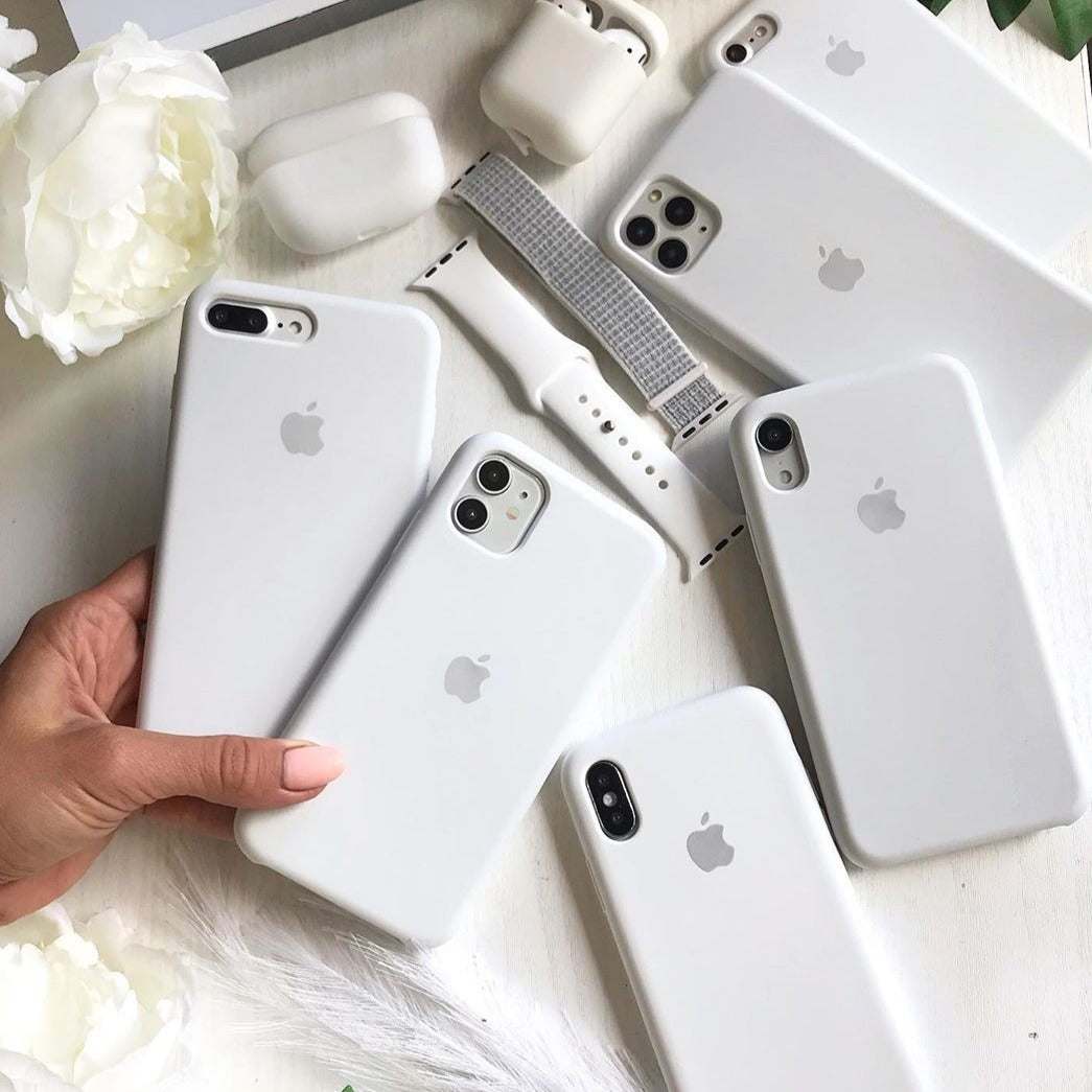 iPhone X/Xs Liquid Silicon White iPhone Back Cover (NO #44)