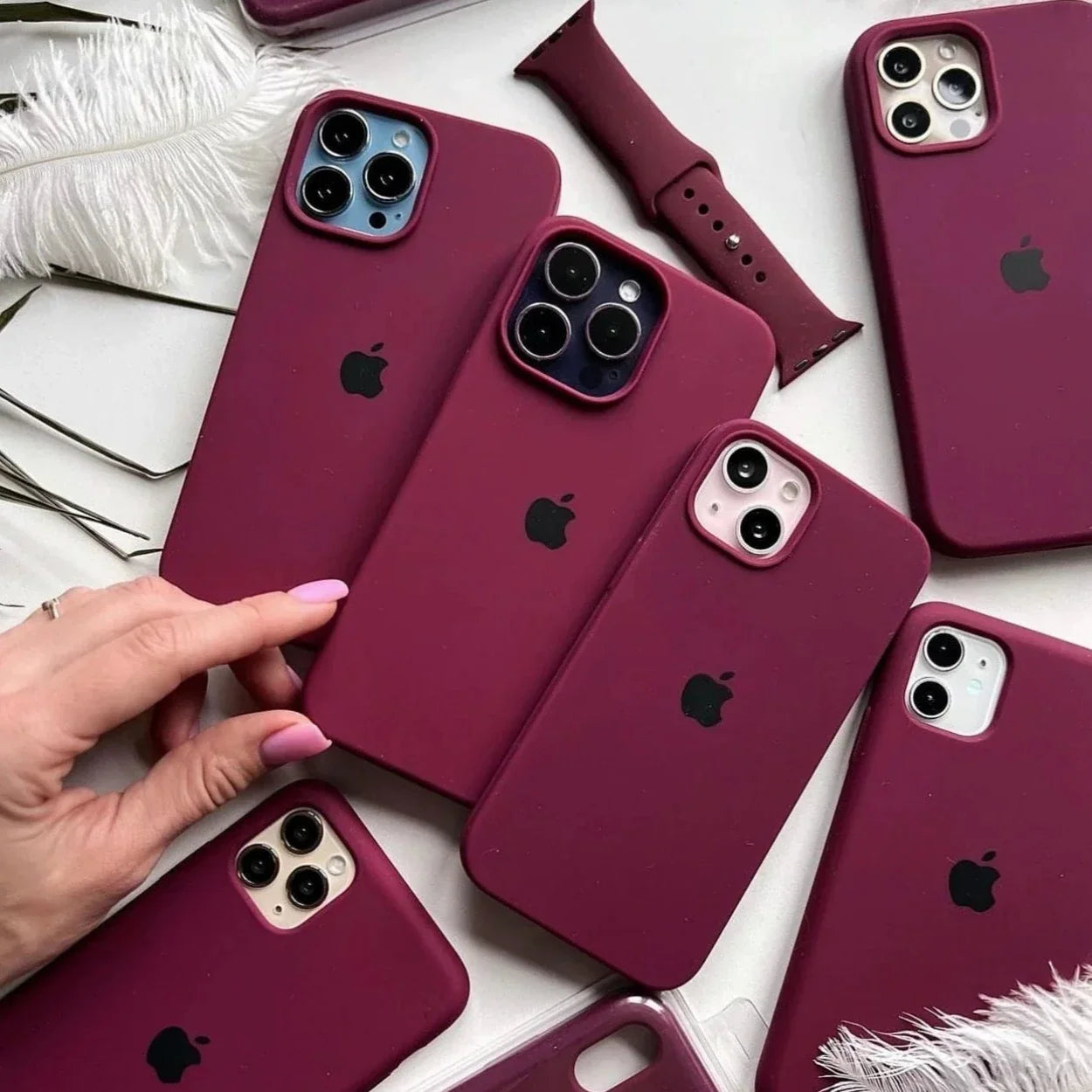 iPhone 11 Pro Max Liquid Silicon Plum iPhone Back Cover (NO #27)